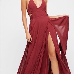 burgundy free people lille dress size xs/s